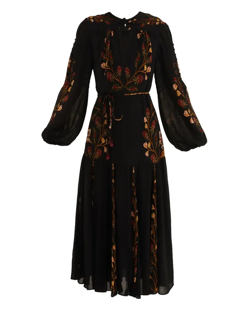 FARM Rio Maxikleid mit Blumenmuster - Schwarz Schwarz