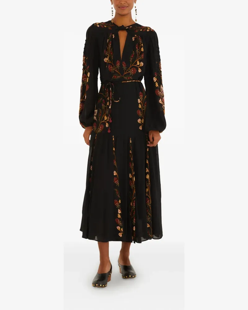 FARM Rio floral tie maxi dress - Schwarz Schwarz