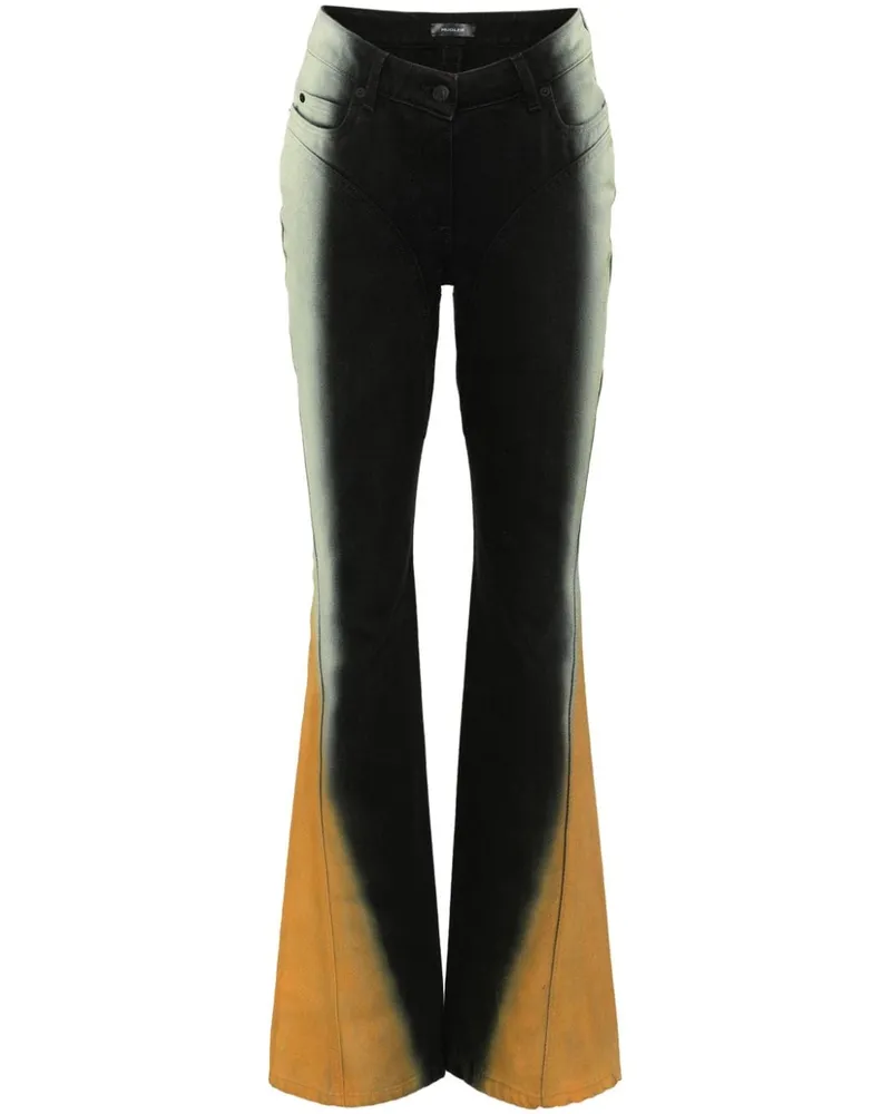 Thierry Mugler Schlagjeans mit Farbverlauf-Optik - Schwarz Schwarz