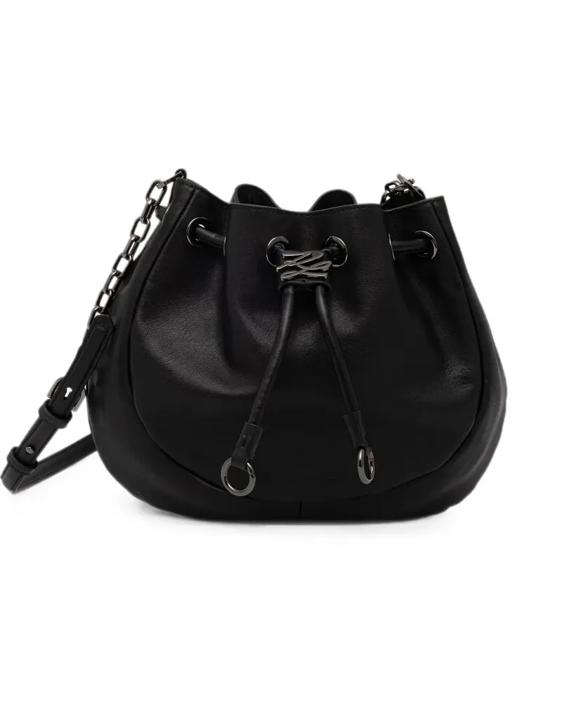 Karl Lagerfeld logo-plaque drawstring bucket bag - Schwarz Schwarz