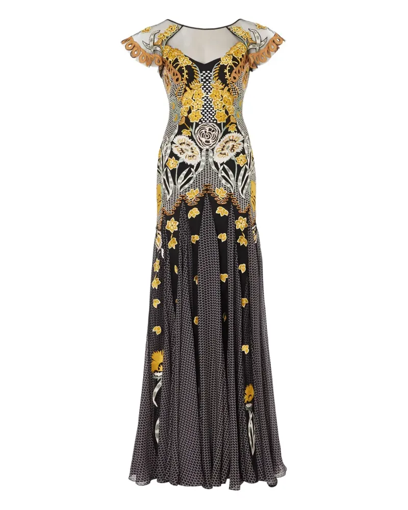 Temperley London Besticktes Maxikleid mit Blumenprint - Schwarz Schwarz