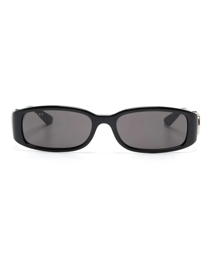 Gucci Eckige Sonnenbrille mit GG - Schwarz Schwarz