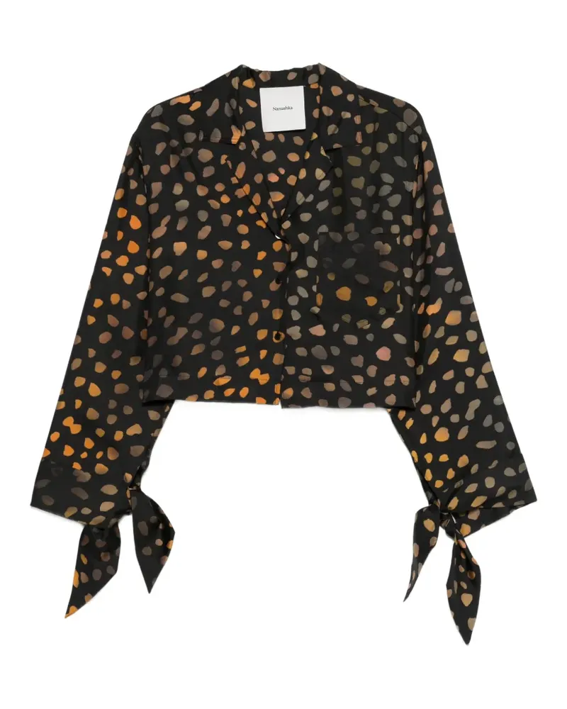 Nanushka Cropped-Hemd mit geschnürten Bündchen - Schwarz Schwarz