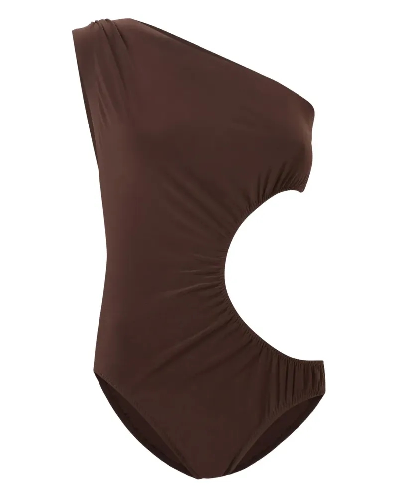 Norma Kamali Mio Sunburst one-shoulder cut-out swimsuit - Braun Braun