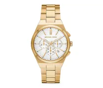 Goldfarbene Lennox Armbanduhr im Oversized-Look - Weiß