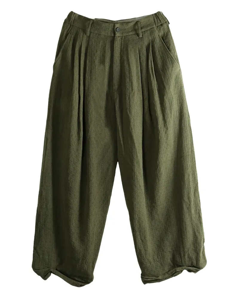 Ziggy Chen Wide-Leg-Hose mit Bundfalten - Grün Grün