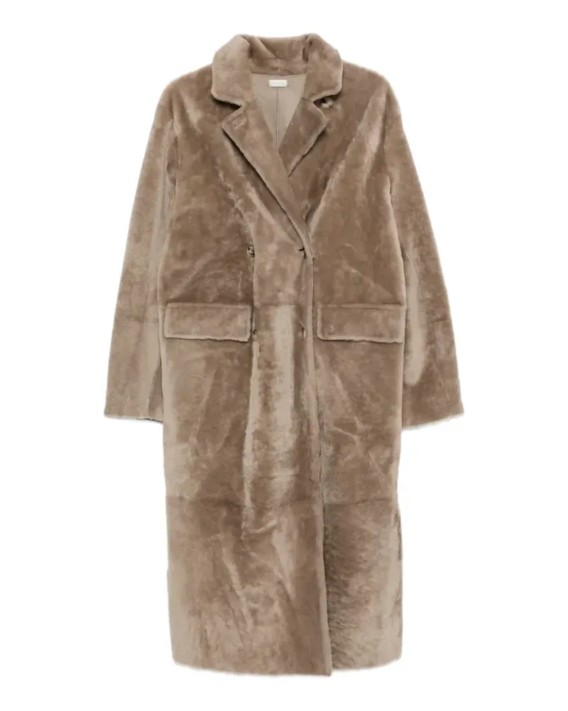 UTZON Wendbarer Shearling-Mantel - Nude Nude