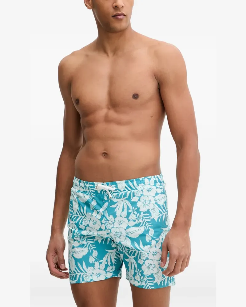 Banana Moon Brooklyn floral-print drawstring swim shorts - Blau Blau