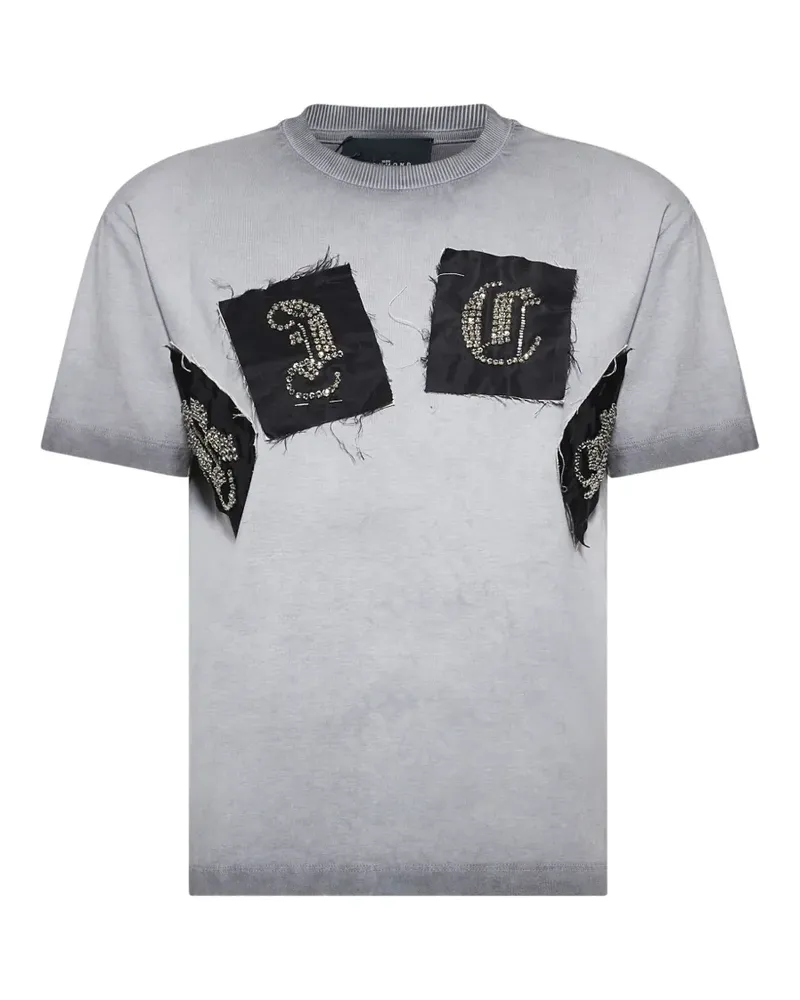 John Richmond T-Shirt im Patchwork-Look - Grau Grau