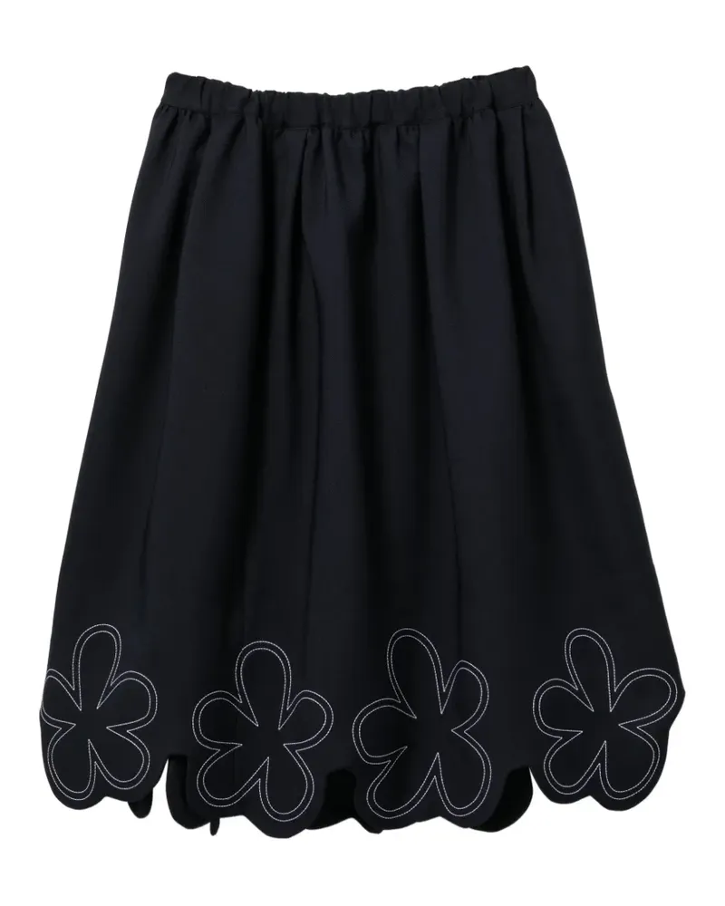 Comme des Garçons Midirock mit Blumenstickerei - Blau Blau