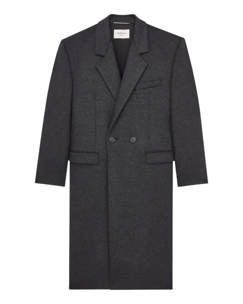 Saint Laurent Mantel aus gebürstetem Wollfilz - Grau Grau
