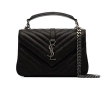 Mittelgroße College Schultertasche - Schwarz