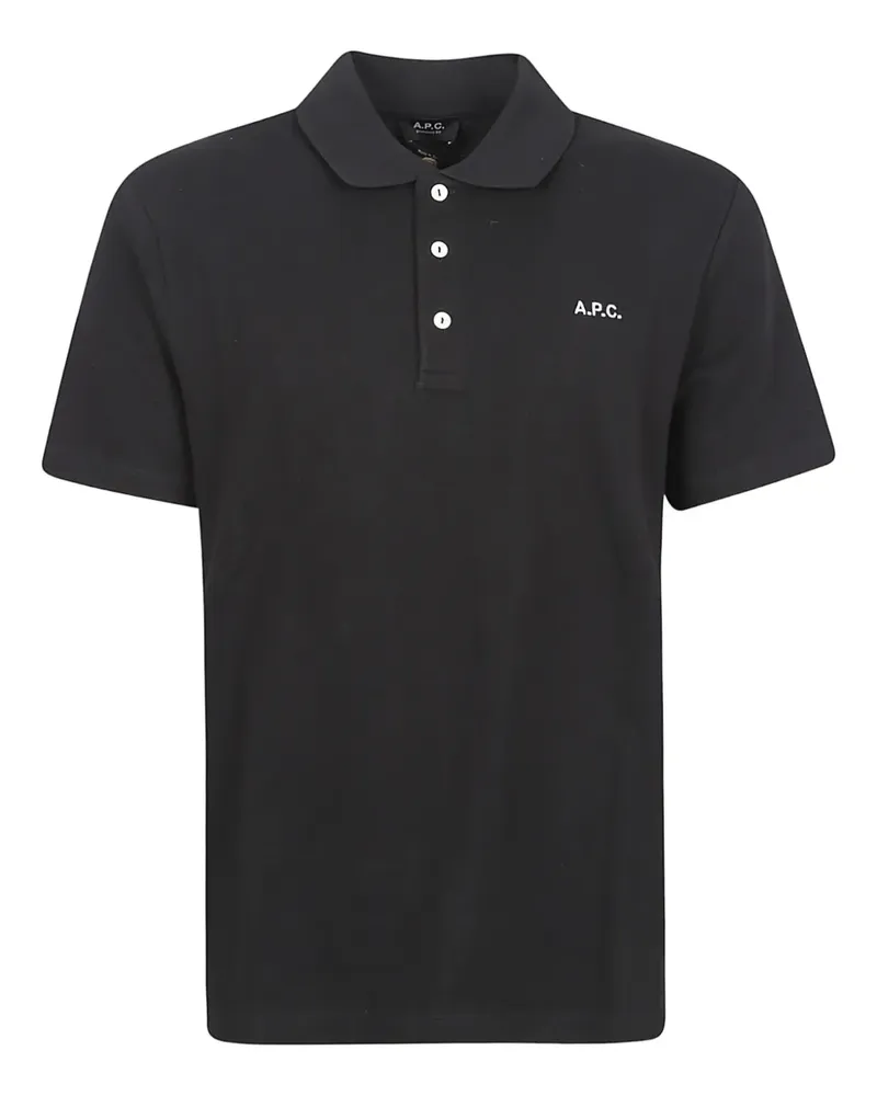 A.P.C. Poloshirt mit Knopfverschluss - Schwarz Schwarz