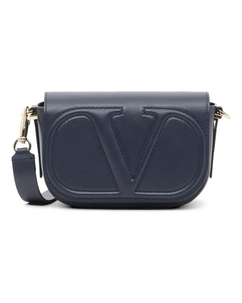Valentino Garavani VLogo Walk small calfskin crossbody bag - Blau Blau