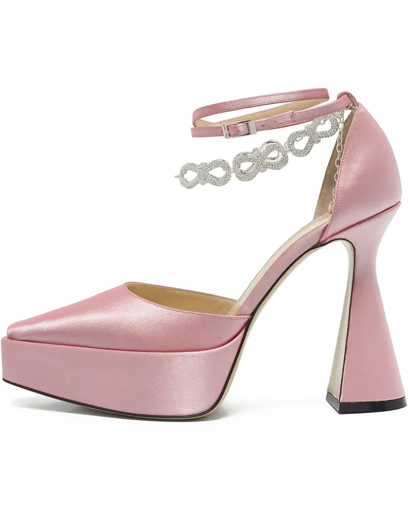 Mach & Mach crystal-embellished platform pumps - Rosa Rosa