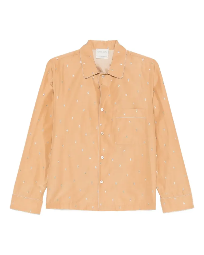 forte_forte Hemd mit verzierter Tasche - Nude Nude