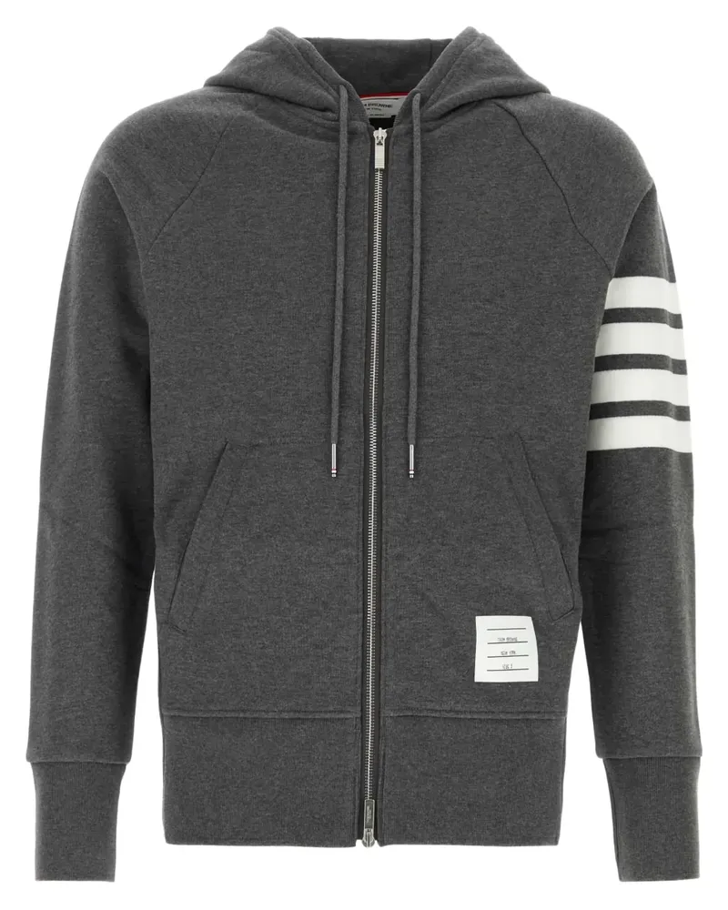 Thom Browne Kapuzenjacke mit Logo-Streifen - Grau Grau