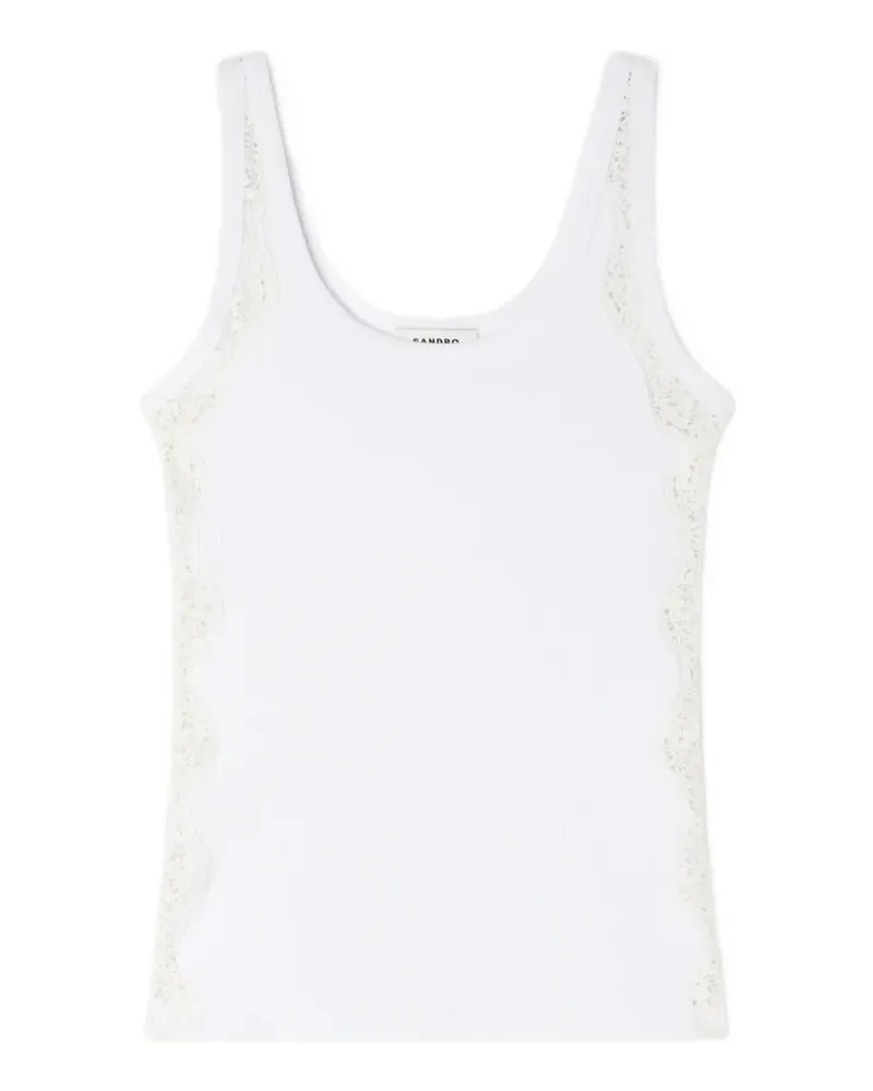 Sandro Top mit Spitzenborte - Weiß Weiß