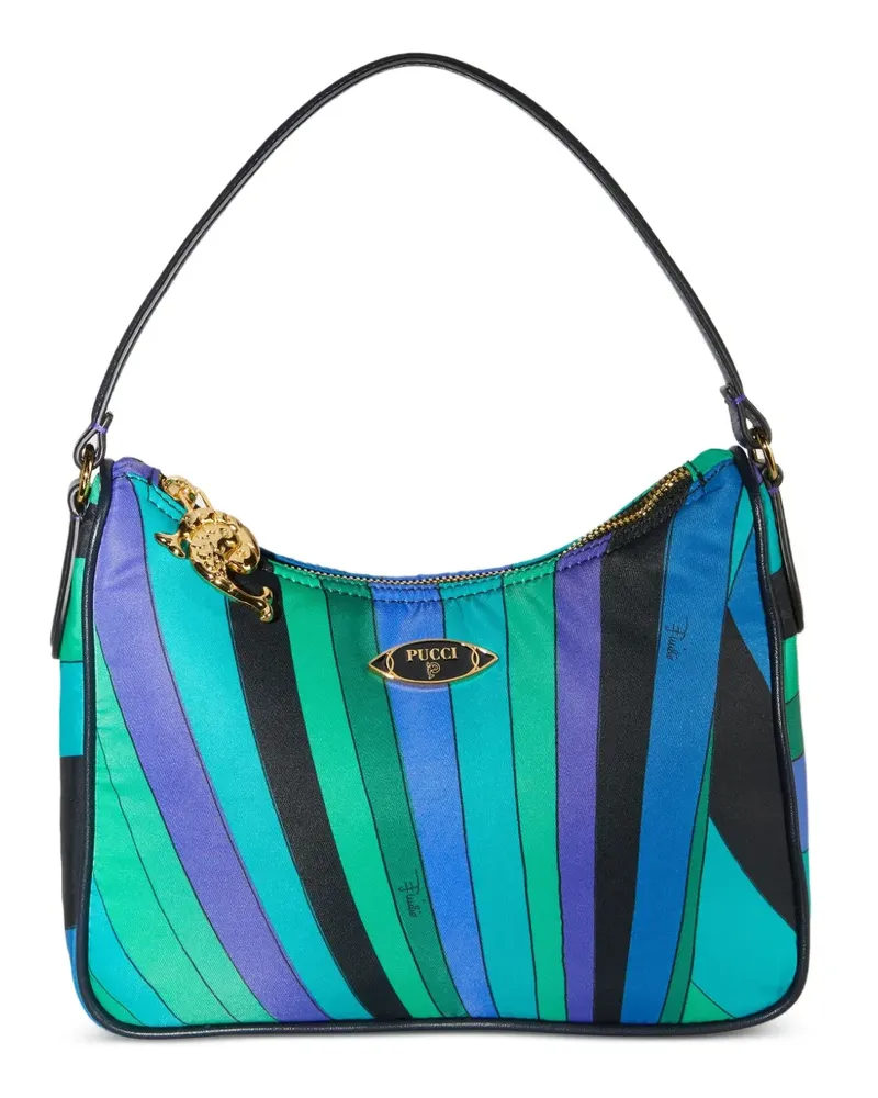 Emilio Pucci Gestreifte Schultertasche - Blau Blau