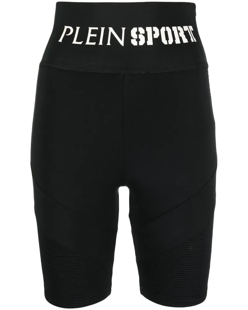 Philipp Plein Radlerhose mit Logo-Bund - Schwarz Schwarz