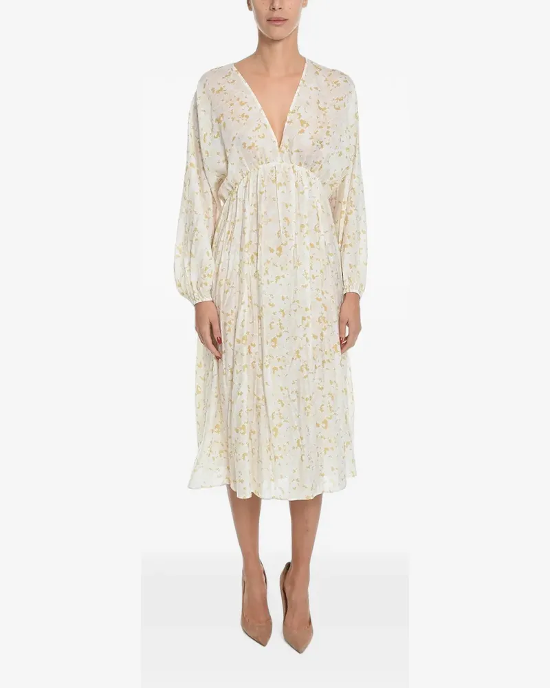 Samsøe & Samsøe Gertrud puff-sleeve midi dress - Nude Nude