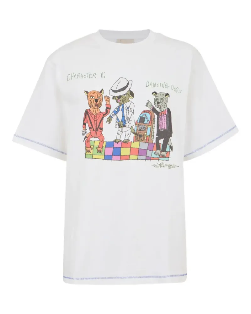 ALEMAIS x Greg Sindel Contessa Disco Dogs T-Shirt - Weiß Weiß