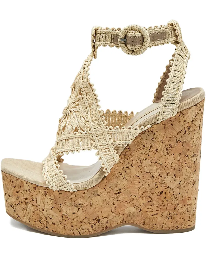 Paloma Barceló Wedge-Sandalen aus Raffiabast-Kork - Nude Nude