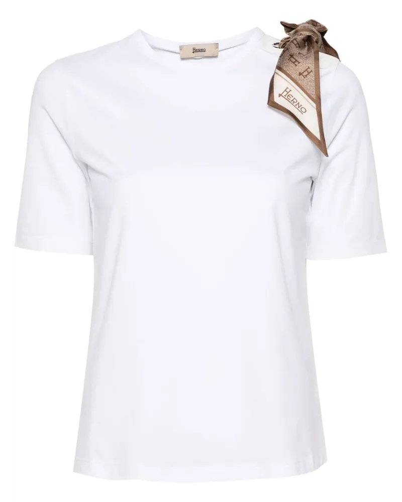 Herno T-Shirt mit Schaldetail - Weiß Weiß