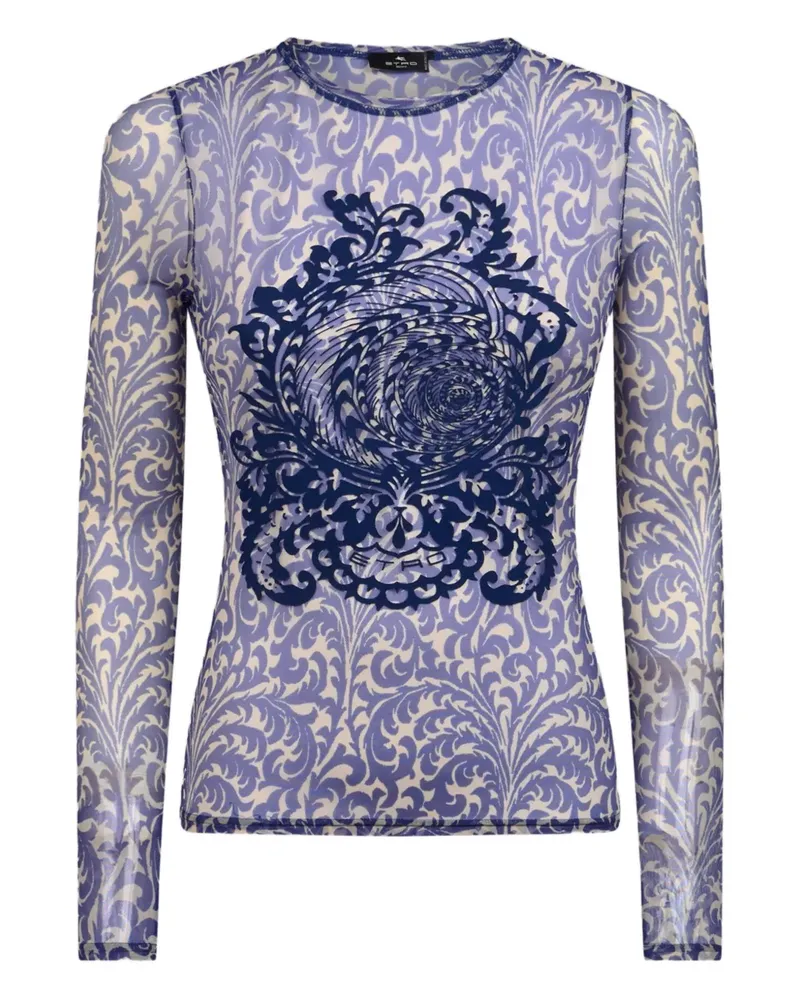 Etro T-Shirt mit Tüllsaum - Blau Blau