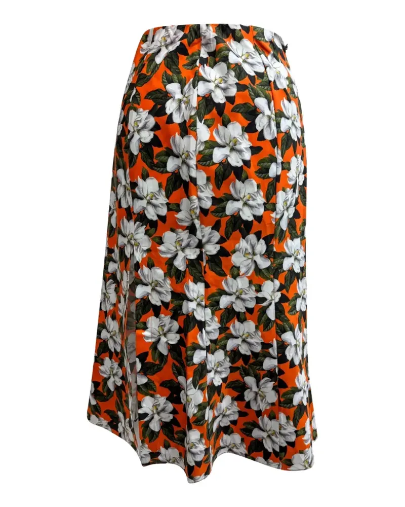 Alice + Olivia Stephine floral-print midi skirt - Orange Orange