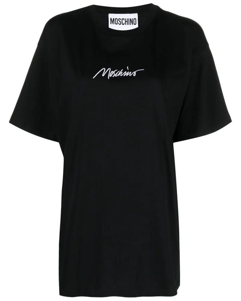 Moschino T-Shirt mit Logo-Stickerei - Schwarz Schwarz