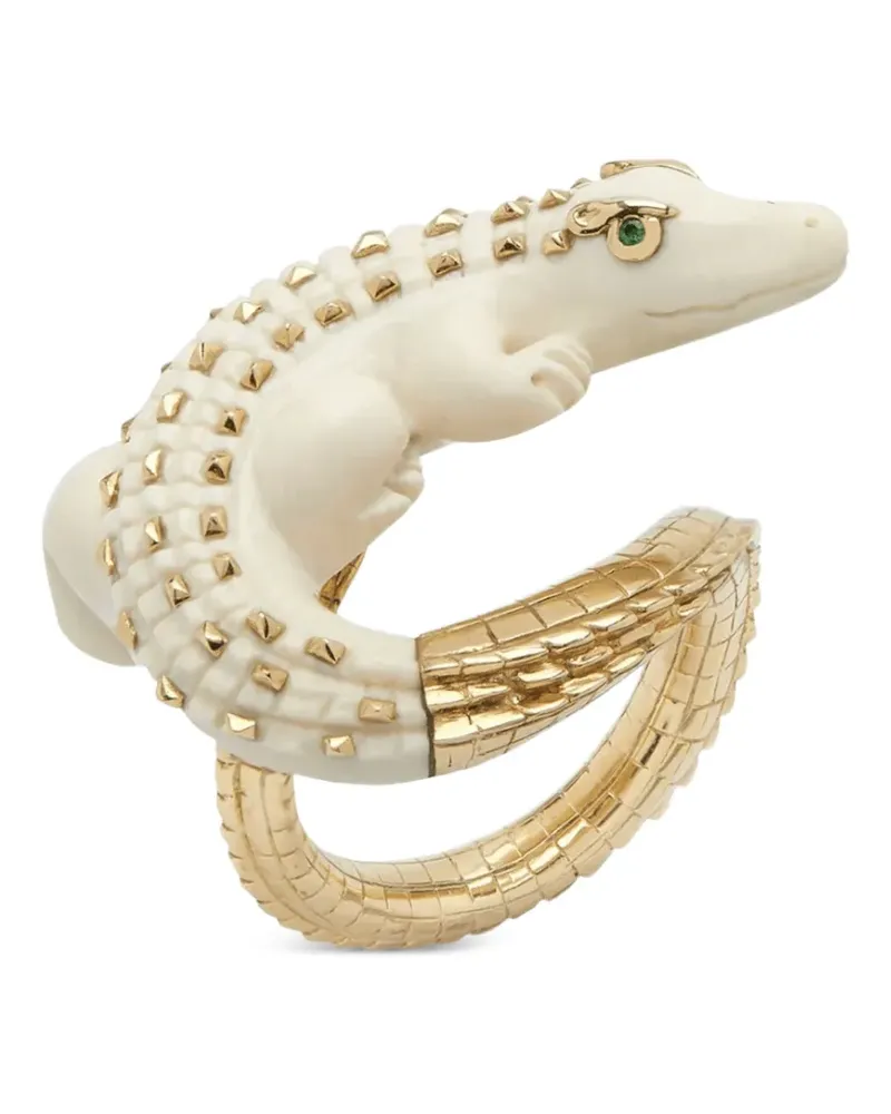 Bibi van der Velden Alligator Twist Ring mit Tsavorit und Mammut - Gold Gold