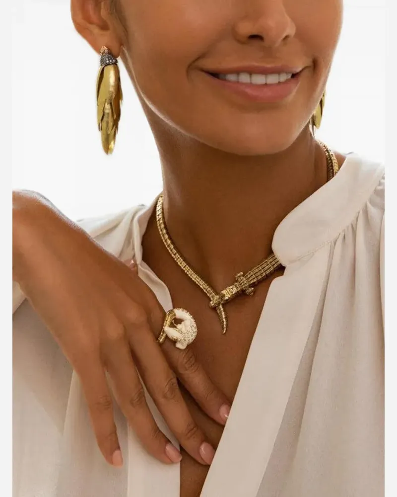 Bibi van der Velden Alligator Twist tsavorite and mammoth ring - Gold Gold