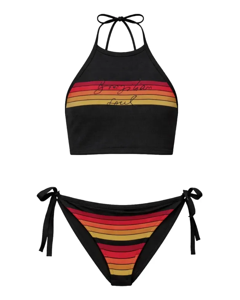 Osklen striped embroidered bikini - Schwarz Schwarz