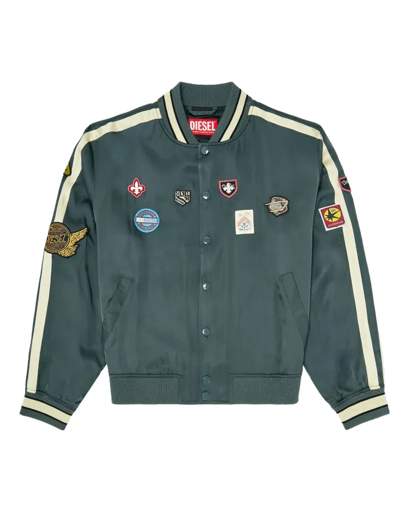 Diesel satin bomber jacket with patches - Grün Grün