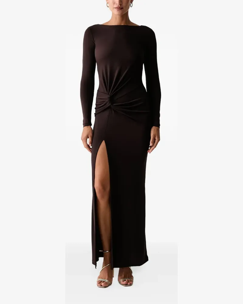 Gaudi Maxikleid mit Twist-Detail und Schlitz am vorderen Saum - Braun Braun