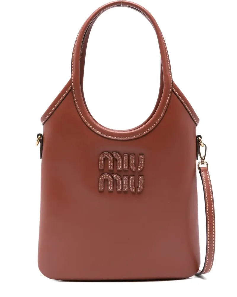 Miu Miu logo-appliqué top-handles shoulder bag - Braun Braun