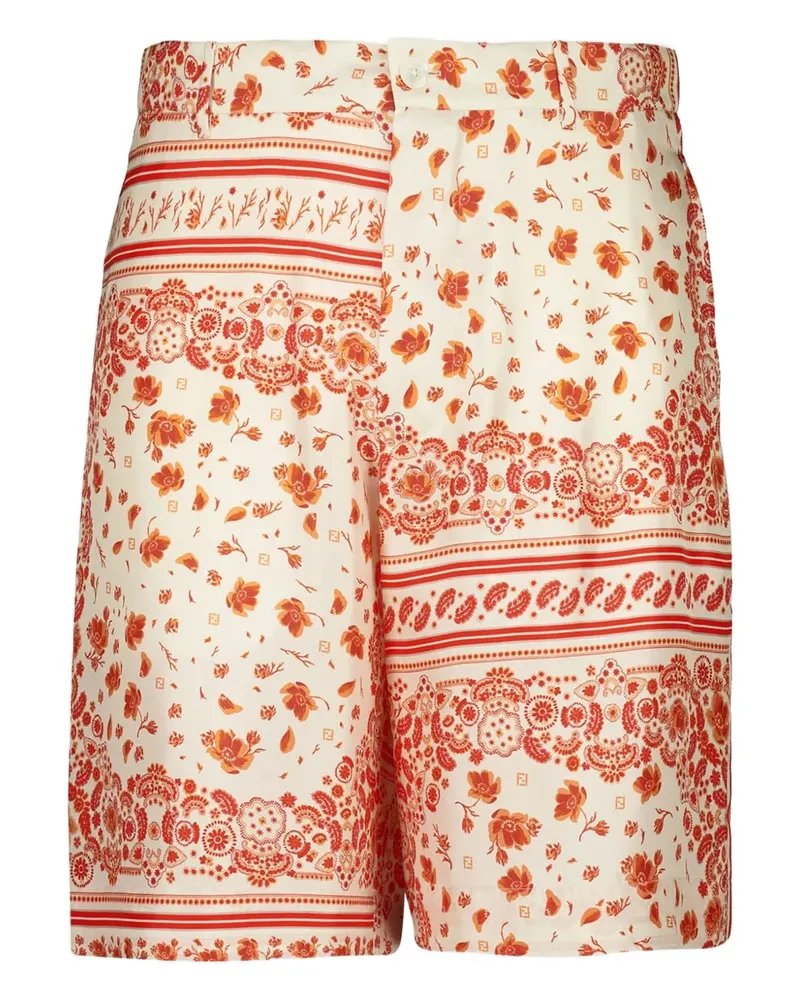 Fendi Shorts aus Seide mit Bandana-Print - Weiß Weiß