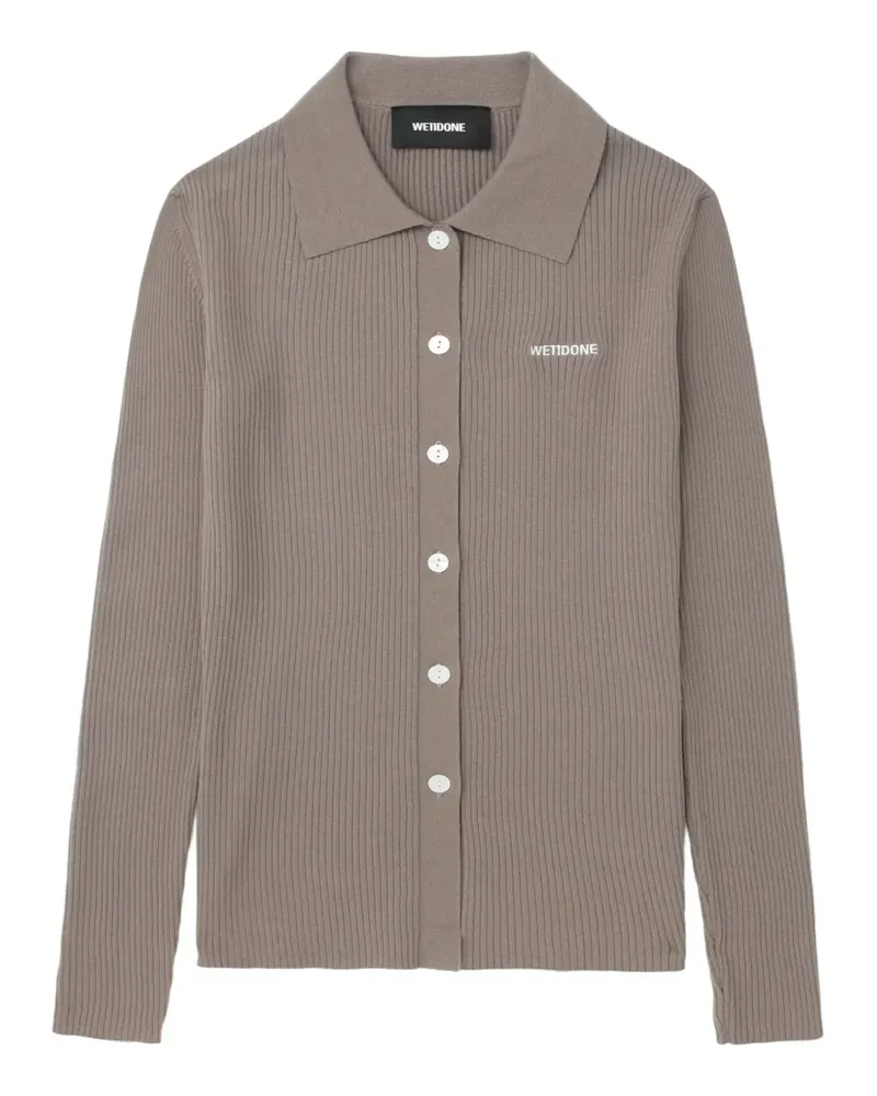 WE 11 DONE Gerippter Cardigan mit Polokragen - Braun Braun