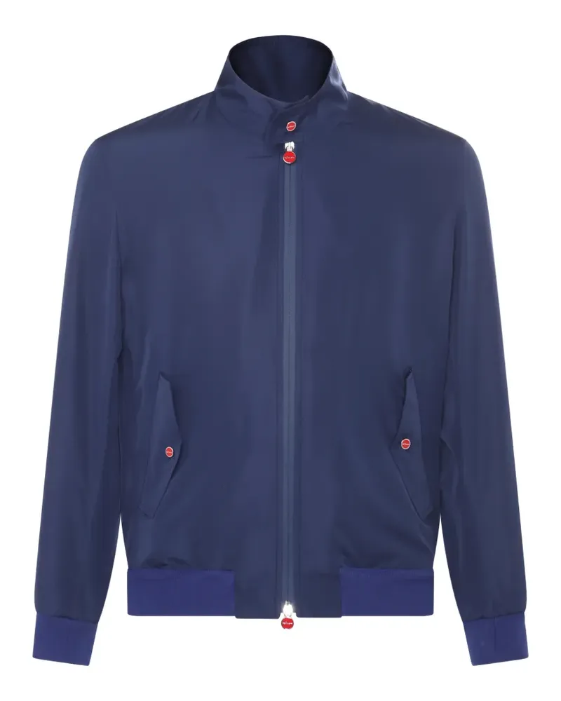 Kiton high-neck ribbed-trim jacket - Blau Blau
