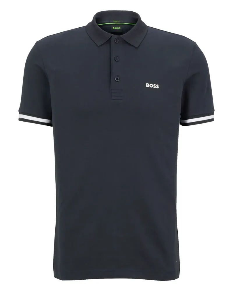 HUGO BOSS Poloshirt mit gestreiftem Kragen - Blau Blau