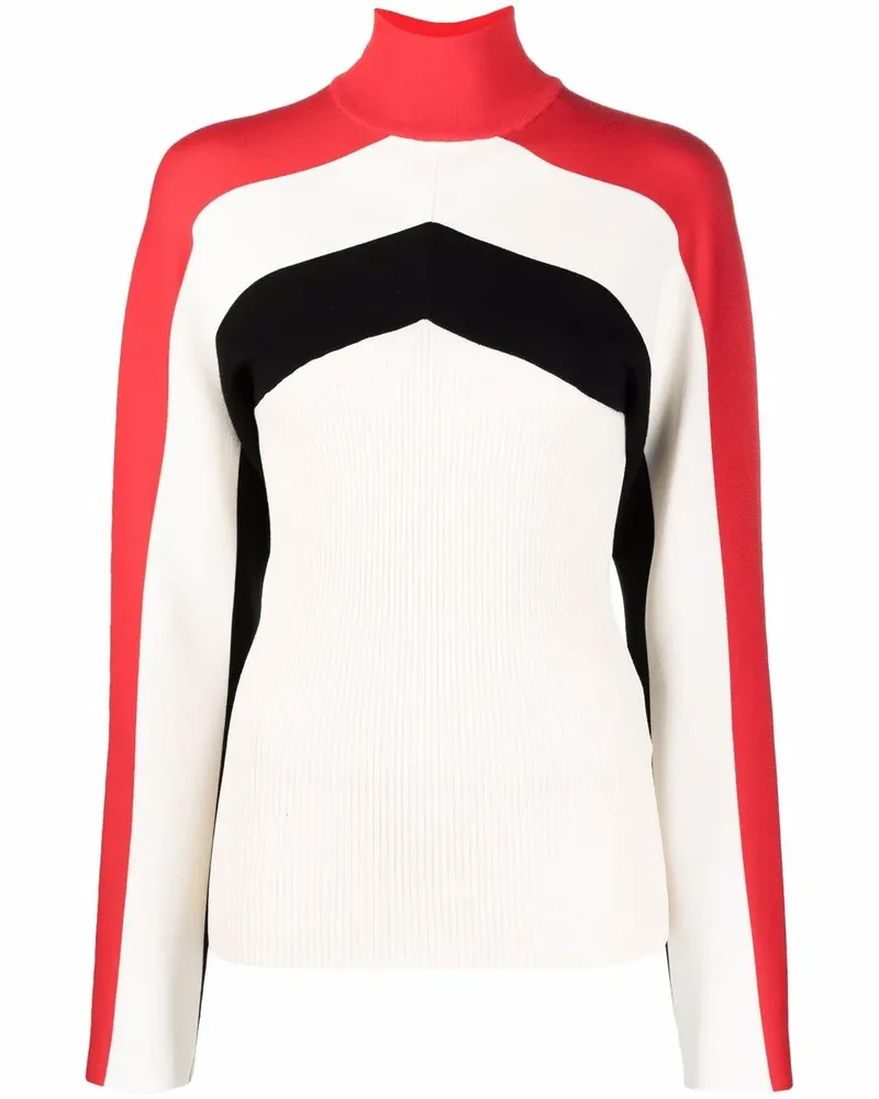 Jil Sander Rollkragenpullover in Colour-Block-Optik - Weiß Weiß
