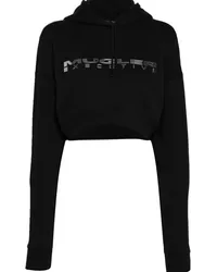 Thierry Mugler Cropped-Hoodie mit Logo Schwarz