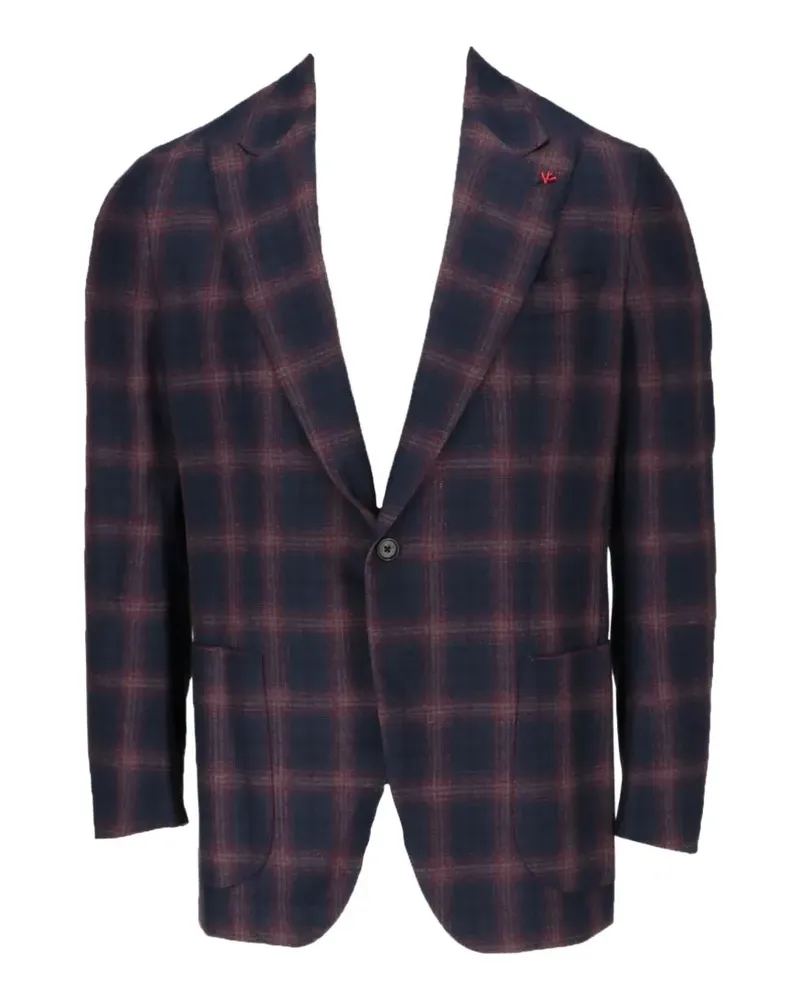 Isaia check-pattern blazer - Blau Blau