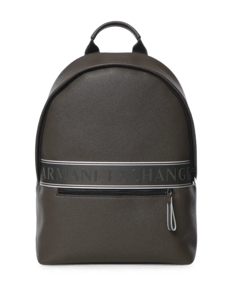 Armani Exchange logo-tape pebbled backpack - Braun Braun