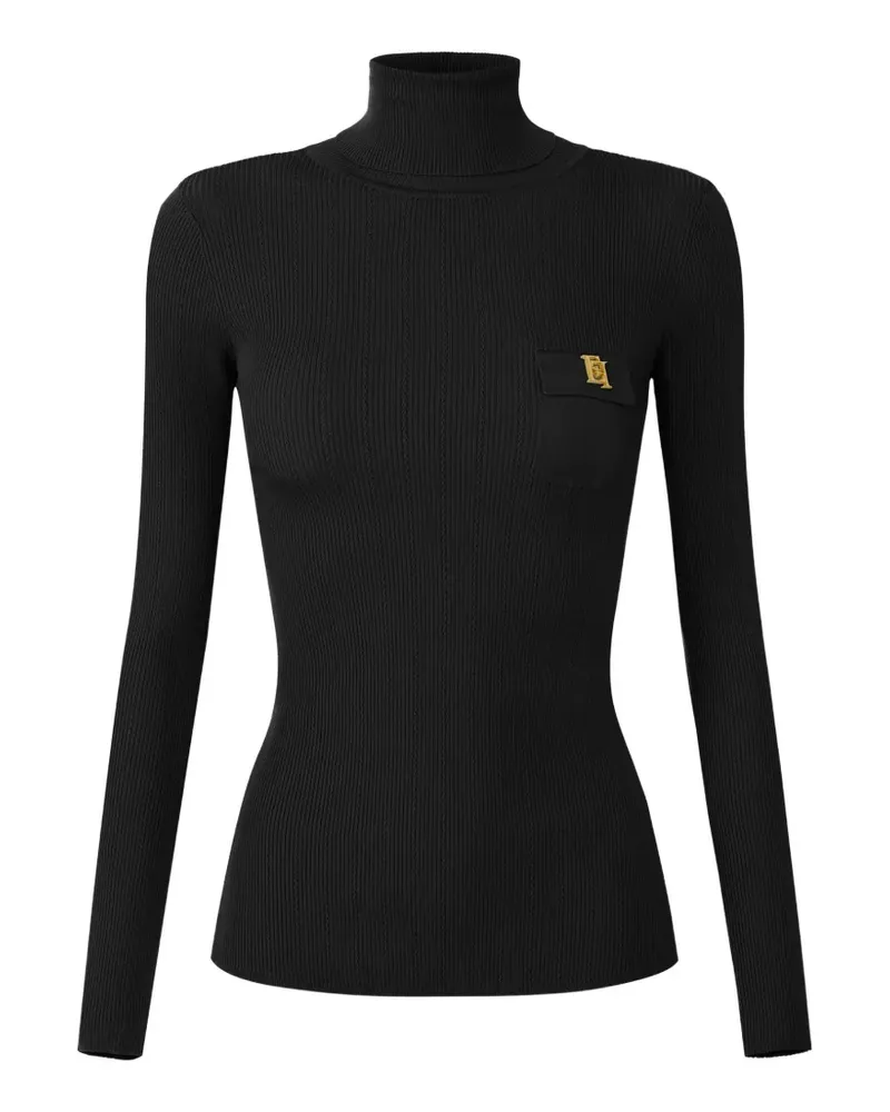 Elisabetta Franchi Gerippter Rollkragenpullover - Schwarz Schwarz