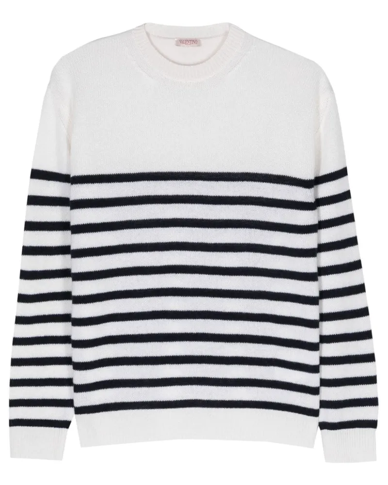 Valentino Garavani Gestreifter Kaschmirpullover - Weiß Weiß