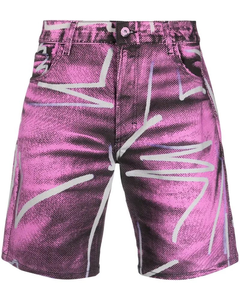 Moschino Shadows and Squiggles Jeans-Shorts - Violett Violett
