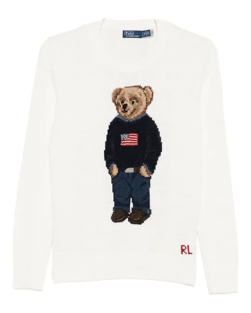 Ralph Lauren Pullover mit aufgesticktem Teddy - Weiß Weiß