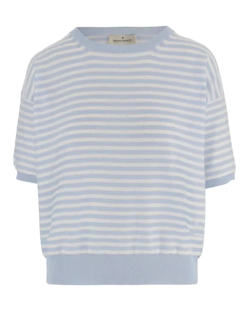 Bruno Manetti striped-pattern crew-neck sweater - Blau Blau